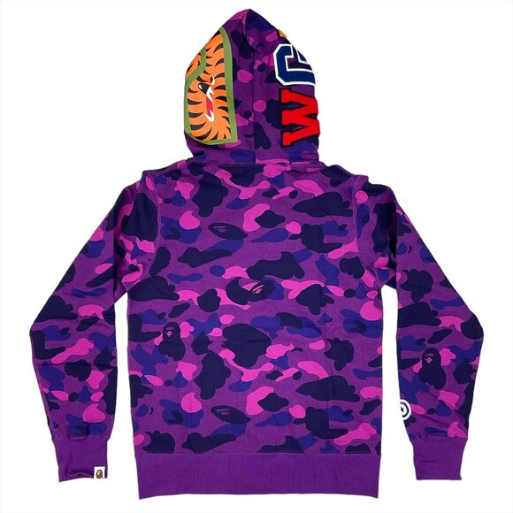 BAPE Color Camo Shark WGM Hoodie Sweatshirt Purple | A Bathing Ape - Picture 3 of 13